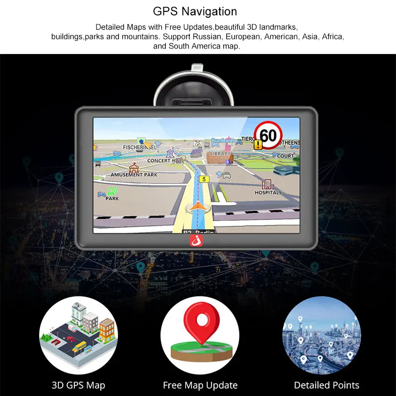 Навигаторы Junsun 7 дюймов HD Автомобильный GPS Навигации FM MP3/MP4 Плееры Навител/Европа