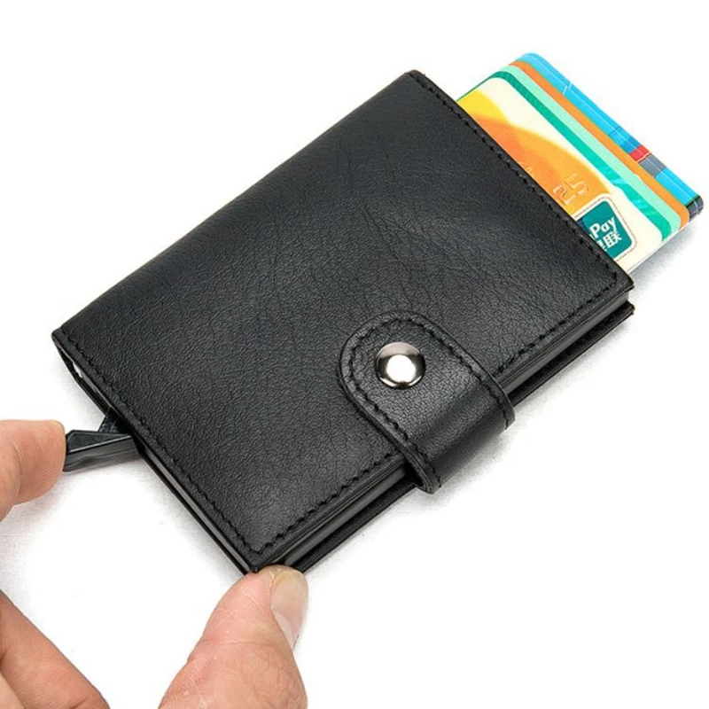 Натуральная кожа кредитный держатель для карт s Чехол Анти протектор RFID Кошелек Алюминиевый мужской женский металлический Банк бизнес ID держатель для карт
