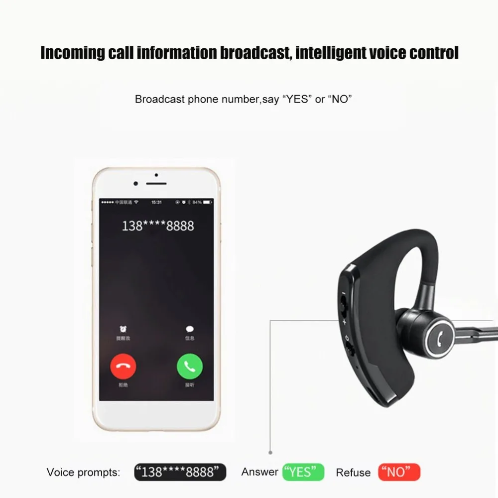 2018 V8S бизнес Bluetooth гарнитура беспроводные наушники автомобильный Hands-free микрофон