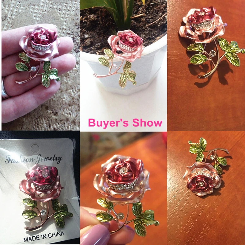 OneckOha эмалированная Красная роза цветок брошь булавка женские ювелирные