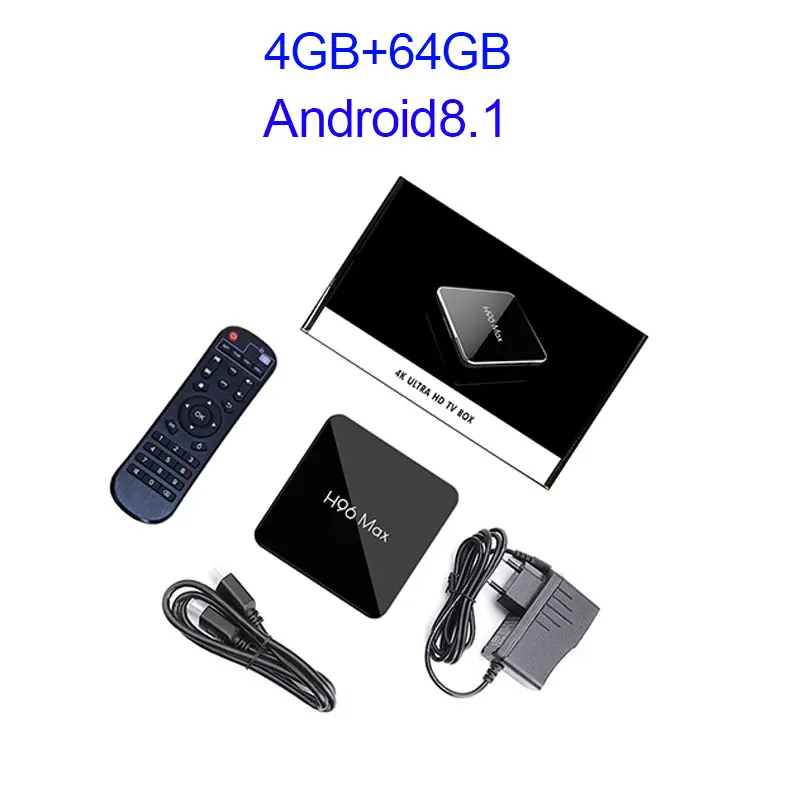 H96 Max x2 caja de tv inteligente Android 8,1 четырехъядерный процессор Amlogic S905X2 LPDDR4 4 Гб 64 Гб 2,4G y 5 ГГц Wifi 4 K ТВ-приставка - Цвет: 64GB TV BOX