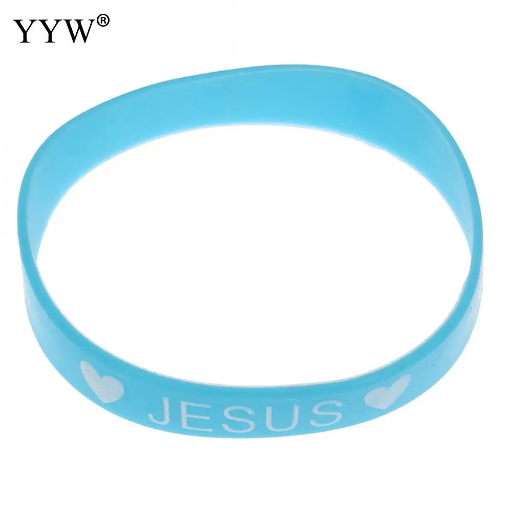 Love Heart Jesus силиконовый браслет для печати модные ювелирные изделия 10 шт разноцветный силиконовый браслет браслеты для женщин и мужчин 6,5 дюйма