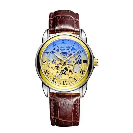 brown gold Деловые мужские механические часы, мужские автоматические часы для wrisk, часы Relojes, роскошные часы топ брендов, мужские часы, Прямая поставка - Цвет: brown gold