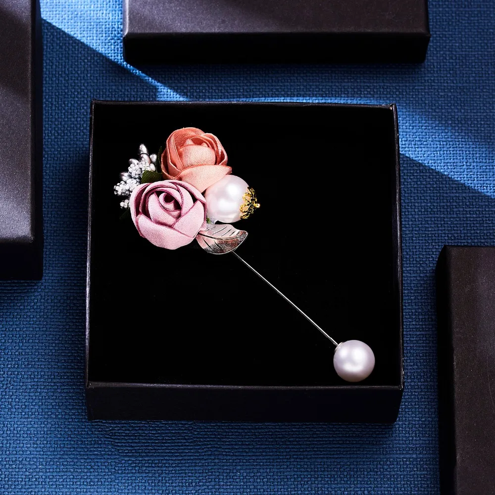Rinhoo Элегантная Брошь из ткани с искусственным жемчугом в виде цветка булавка для
