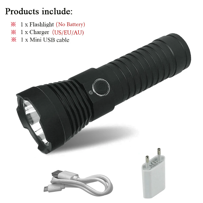 DHW522H1 Мощный светодиодный фонарик USB 26650 или 18650 перезаряжаемый аккумулятор CREE XM L2 водонепроницаемый портативный светодиодный фонарь - Испускаемый цвет: DHW522H1