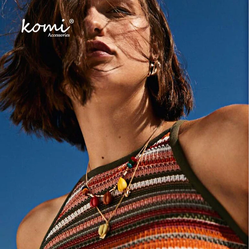 KOMi 20Styles Bohemian Natural Stone Pearls Collar Pendant Necklace for Women Ethnic Chokers Shell Chain Statement Necklace Gift