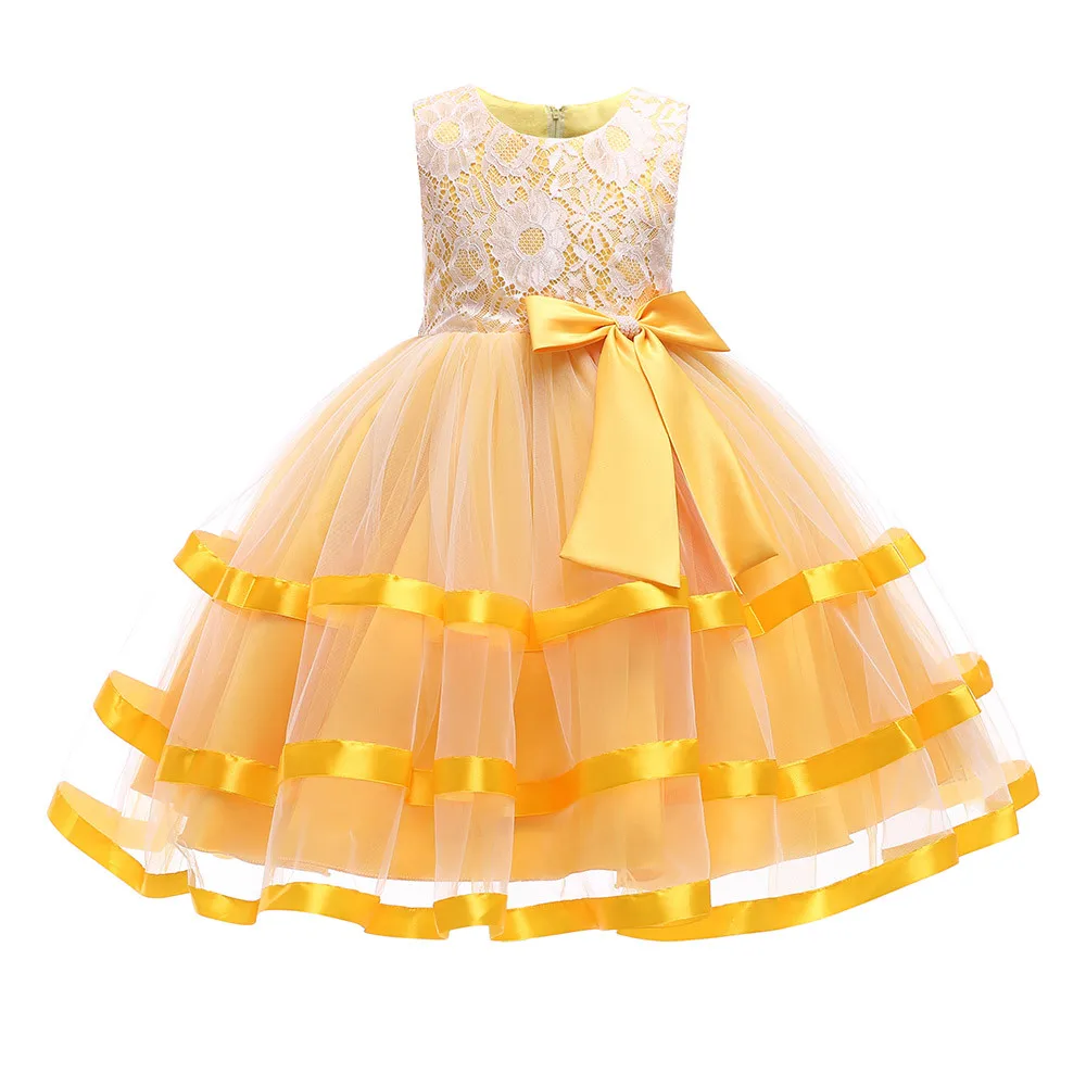 ARLONEET платье принцессы для девочек гала платья женщин Vestidos с кружевным бантом свадебные выступления формальные детское платье без рукавов L1122