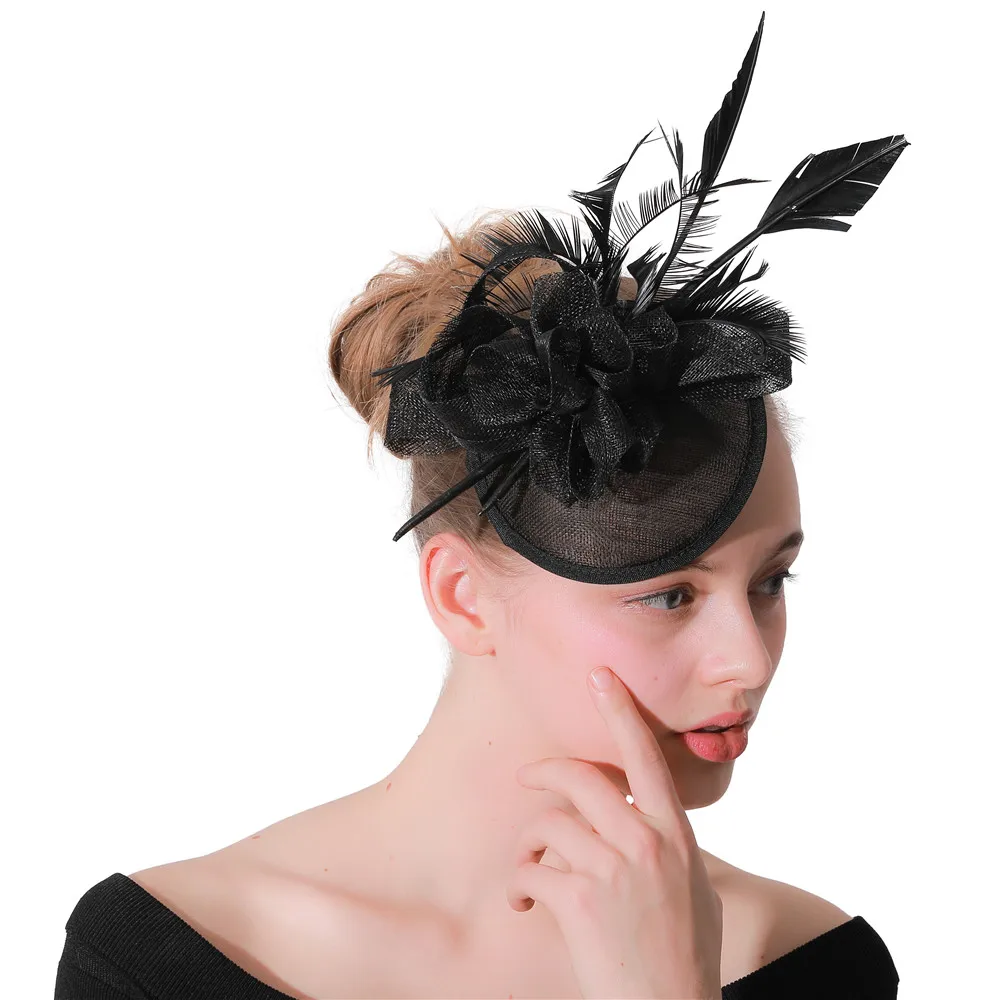 

Sinamay Black Wedding Nice Hair Fascinaor Hat Hair Clip Accessories For Derby Show Race Headpiece Bow Vintage Headdress Headband