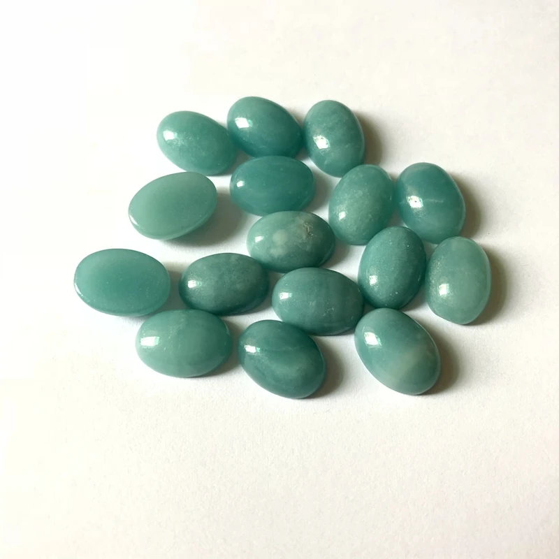 

Wholesale 10pcs/lot AA Qualtiy Natural Amazonite Bead Cabochon 10x14mm Oval Semi precious stone jewelry Ring Face cabochon