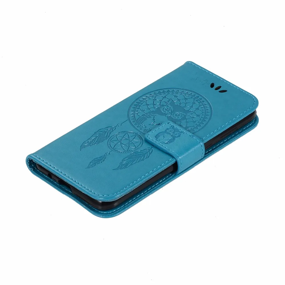 Для Huawei Honor 7S Honor7s - флип-кейс из кожи с 3D-паттерном совы и карманом для карт.