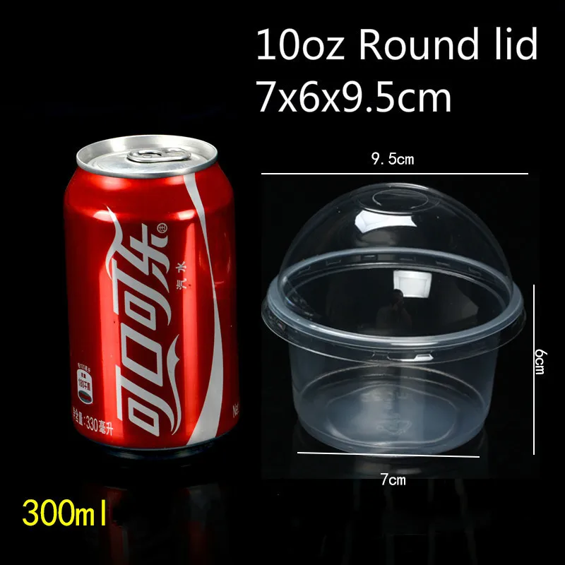 10oz300ml-round lid 50 шт пудинг чашка с крышкой одноразовые пластиковые чашки соус для выпечки, желе десерт чашки свадебные маленькие Мини партии набор чаша коробка - Цвет: 10oz300ml-round lid