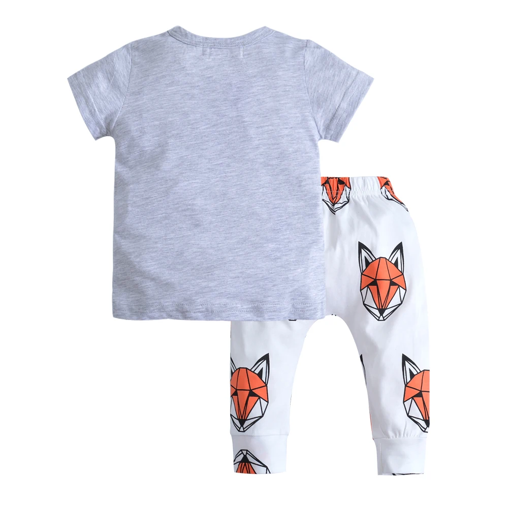 2019 Summer New Baby Boy Clothes set Short sleevesd Leisure fox T shirt+Pants Newborn Girl Clothing 2 Pcs Set | Детская одежда и