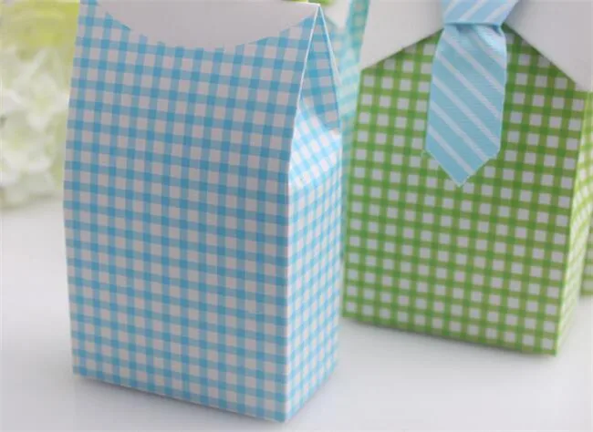 New Creative My Little Man Blue Green Bow Tie Birthday Boy Baby Shower Favor Candy Treat Bag Wedding Favors Box Gift Bags | Дом и сад