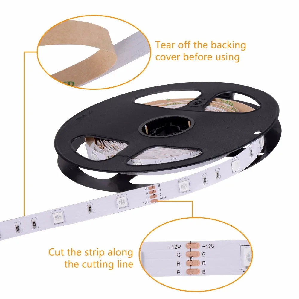 Guxen 5 м/ряд 60 светодио дный s/m Светодиодные ленты DC12V SMD 5050 водонепроницаемый гибкие