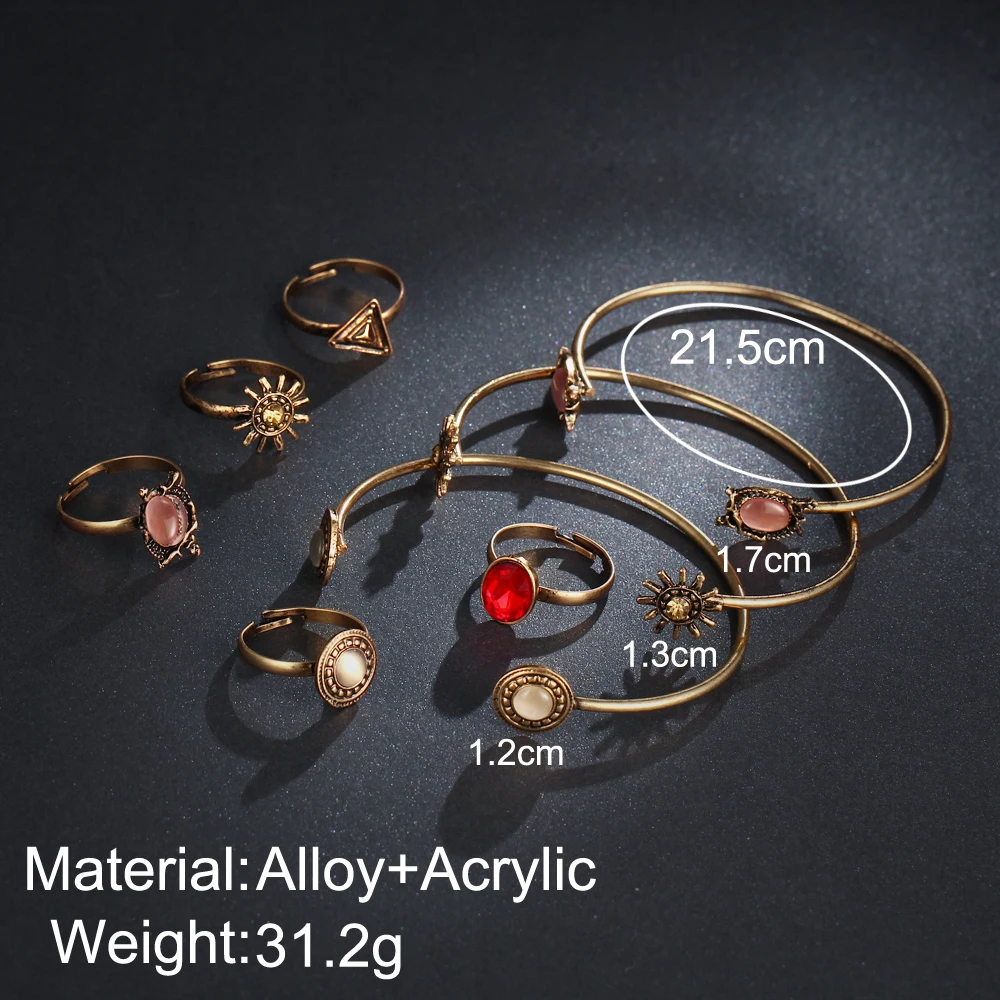 IF ME 8 шт./компл. винтажный цветочный набор украшений для женщин открытые манжеты