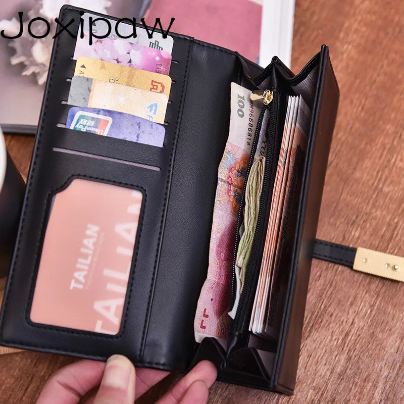 

2018 Women Wallets Female Long Design Leather Purses Vintage Solid Wallet multiple Cards Holder Clutch Fashion Standard Wallet