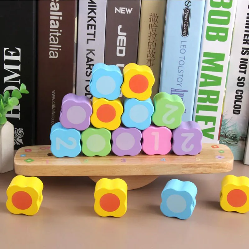 

Wooden Beading Balance Game Blocks Heap Pile Color Number Learning Multi-function Educational Toys For Children Kids Gift