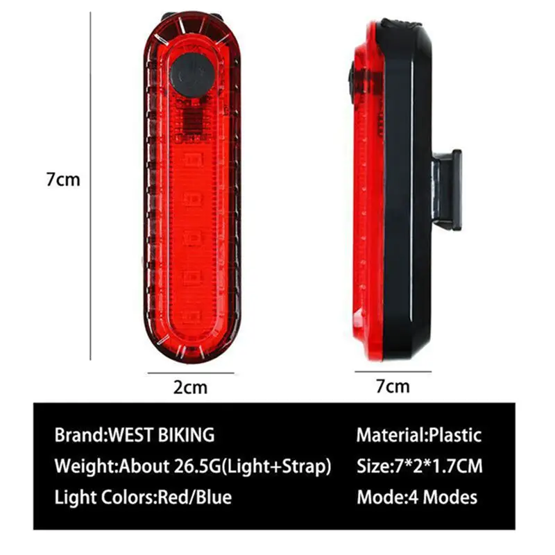 

USB Bike Rear Light Waterproof Cycling Taillight Led Rechargeable Riding Rear Light MTB Bike Warning Bicycle Light