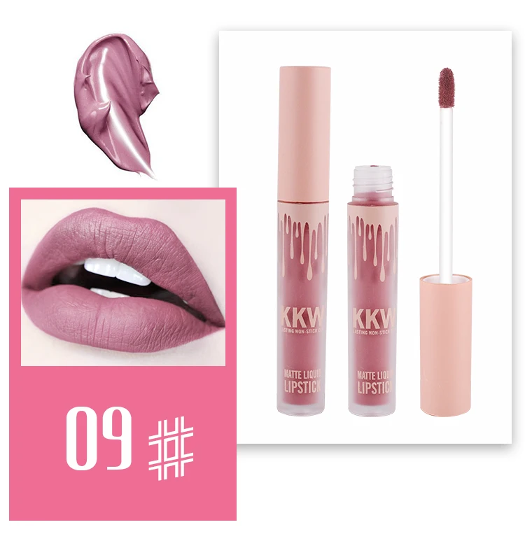 K902 09 Женский водостойкий жидкий блеск для губ Kkw Pop Matte mate блеск для губ стойкий телесный оттенок губ Красная губная помада Pop Kyliejenner - Цвет: K902 09