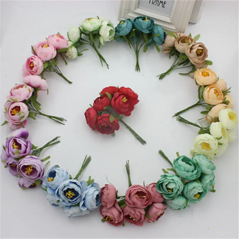 

6PCS simulation silk DIY head headdress flower candy box decorated free shipping