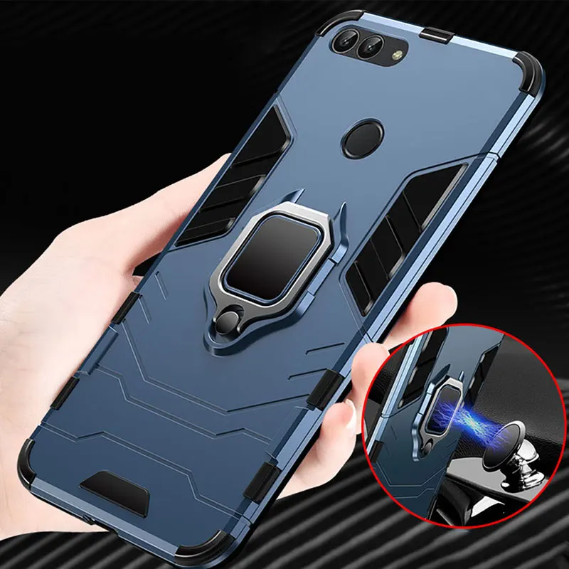 Прочный чехол для huawei P Smart чехол с кольцом-держателем для пальца, военный чехол с полной защитой для P Samrt чехол для телефона