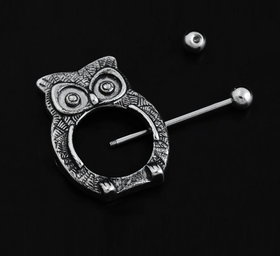 Xuben Stainless Steel owl Nipple Shield Ring Angel Heart Piercing Barbell Jewelry 14g 2 | Украшения и аксессуары