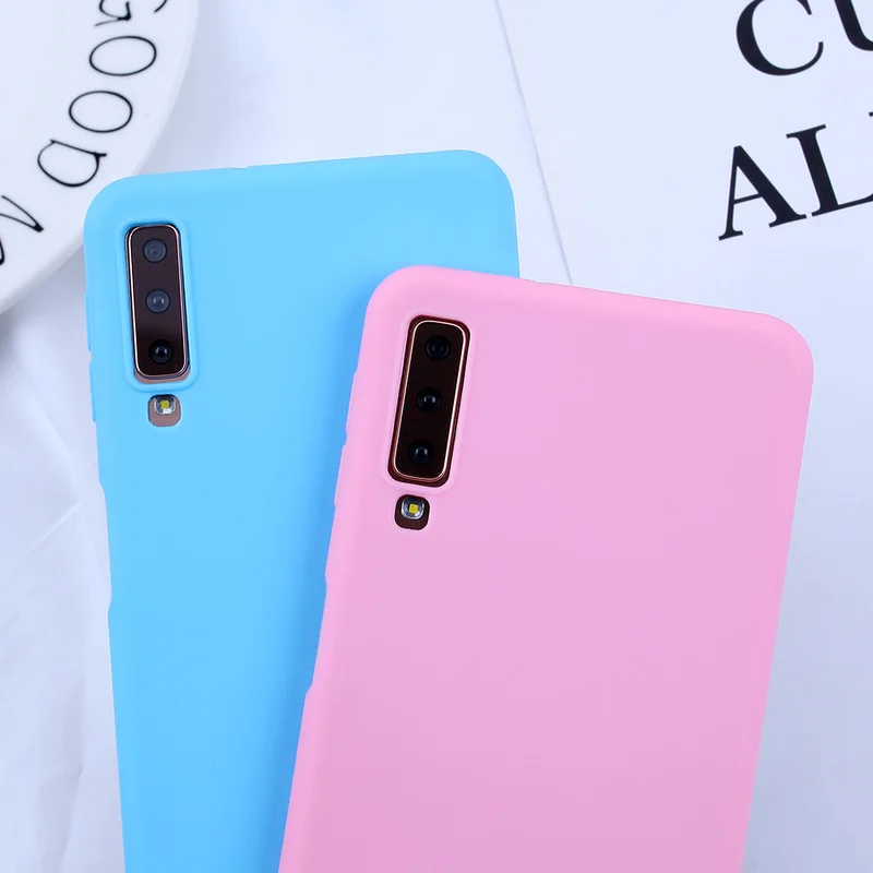 Чехол s для samsung Galaxy A7 2018 чехол Карамельный цвет телефона s10 S10E S10 S8 S9Plus A5 A3 2017 A8 A6 |