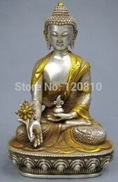 

21CM 18TH C TIBET SILVER STATUE OF MEDICINE BUDDHA