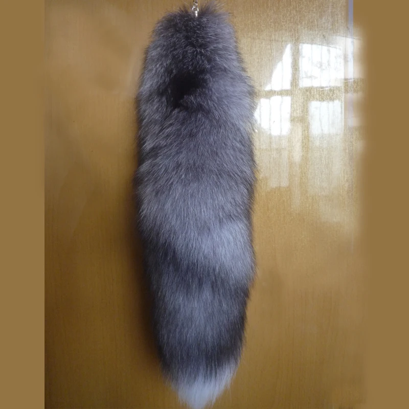

Real blue natural fox fur tail bag pendant keychain dance props