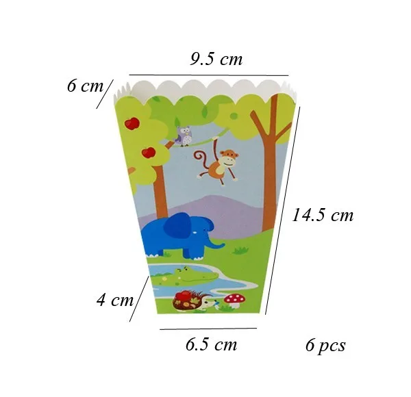 6pcs popcorn box 1 компл. Динозавр тема фольги воздушные шары с днем рождения баннер детские игрушки Воздушные шары детский душ сафари День Рождения Декор поставки - Цвет: 6pcs popcorn box