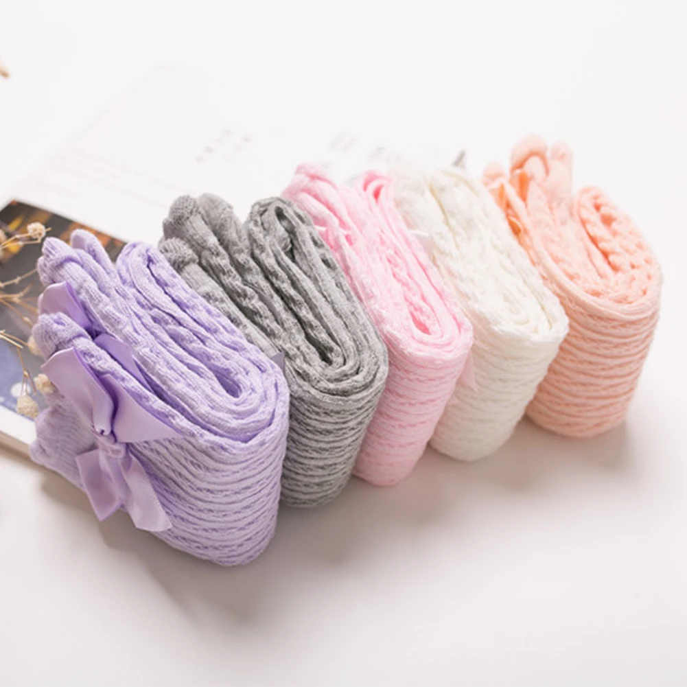 Детские гольфы для От 0 до 6 лет яркие цвета детские колготки с бантиками