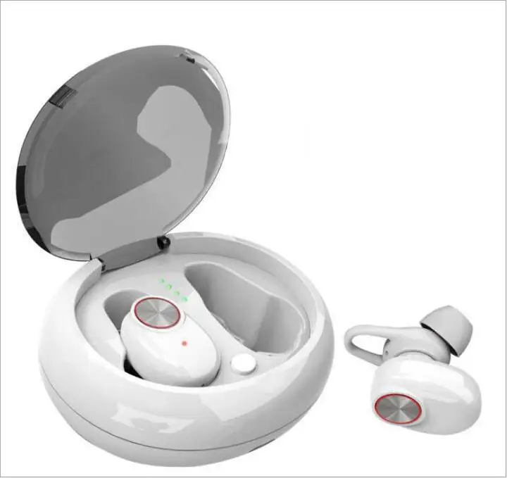 TWS Bluetooth V5.0 наушники со стереозвуком V5 настоящие Беспроводные наушники с микрофоном громкой связи Bluetooth наушники - Цвет: Белый