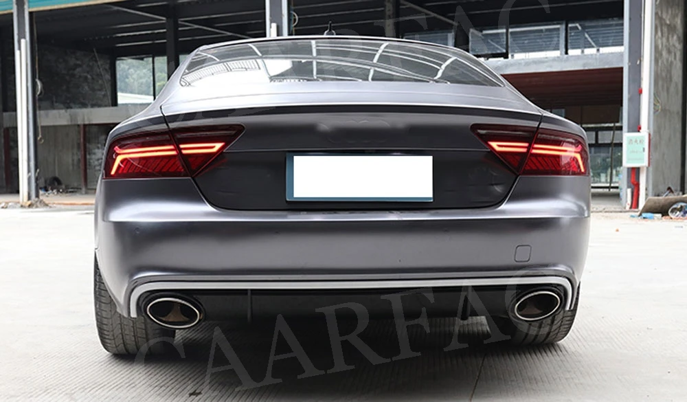 Рассеиватель задней губы спойлер с наконечники глушителя для Audi A7 спортивные RS7 Стиль PP автомобильный бампер фартук защитная пластина