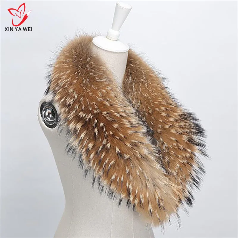 2017 Hot Selling Women Fashion Genuine Natural Raccoon Fur Collar Warmer Scarf 100cm Shawl Free Shipping |
