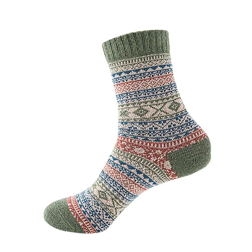 Socks Women Winter Womens Vintage Winter Geometry Print Soft Warm Thick Cold Knit Wool Crew Socks Comfortable Mujer Invierno 10