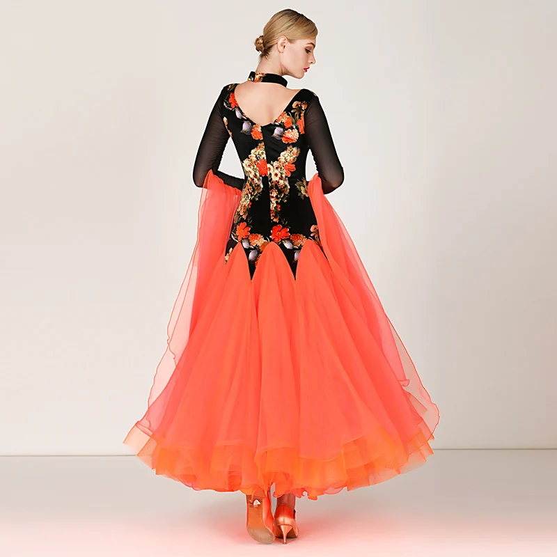 

Ballroom Dance Competition Dresses Women Long Sleeve Velvet Woman Ballroom Dress Ladies Flamenco Modern Performance Wear DN2980