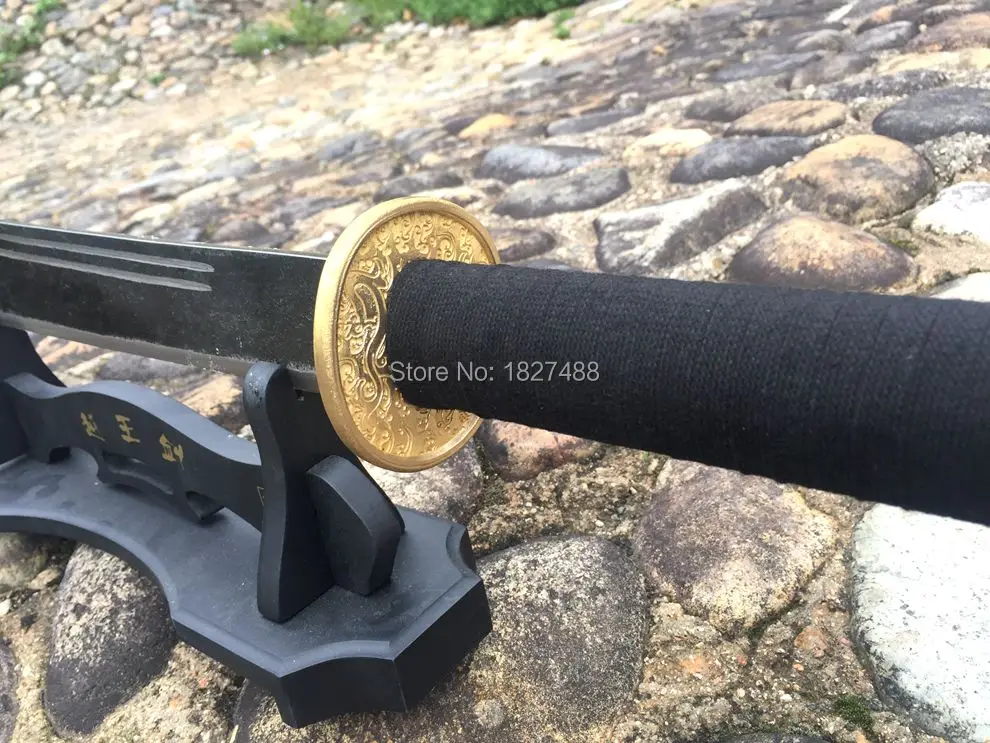 Прочный Длинный Китайский Меч WuShu Broadsword KungFU Dao острый меч T1090 черное лезвие из