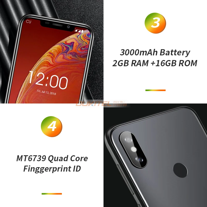 Мобильный телефон OUKITEL C13 Pro, 6,18 дюймов, Android 9,0, четырехъядерный процессор, 2 Гб ОЗУ, 16 Гб ПЗУ, отпечаток пальца, 5G/2,4G, wifi, 4G, LTE, смартфон с функцией распознавания лица