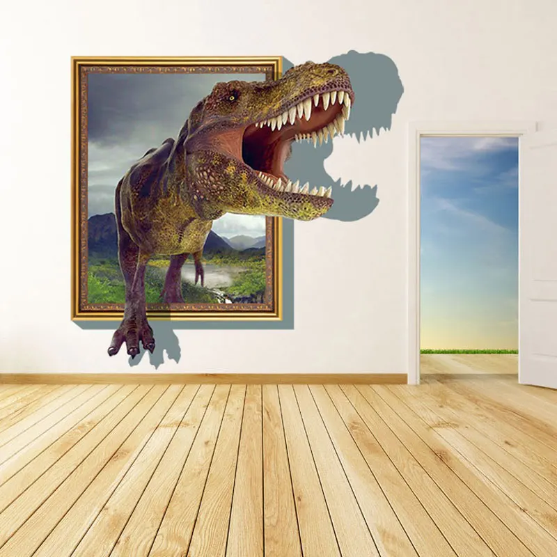 

Cartoon dinosaur wall stickers creative wallpaper 3D art kids room baby room kindergarten bedroom living room parlor home decor