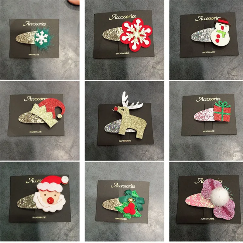 

10 шт./Лот Новые милые рождественские заколки для девочек заколка для волос Мультяшные Головные уборы Детские зажимы для волос креативный мультяшный подарок аксессуары для волос