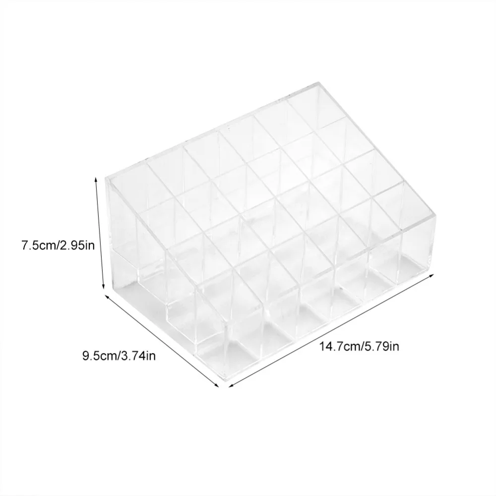 24 сетки Прозрачный губная помада прозрачный акриловый дисплей стенд косметический ящик для хранения Макияж Органайзер коробка для хранения ювелирных изделий
