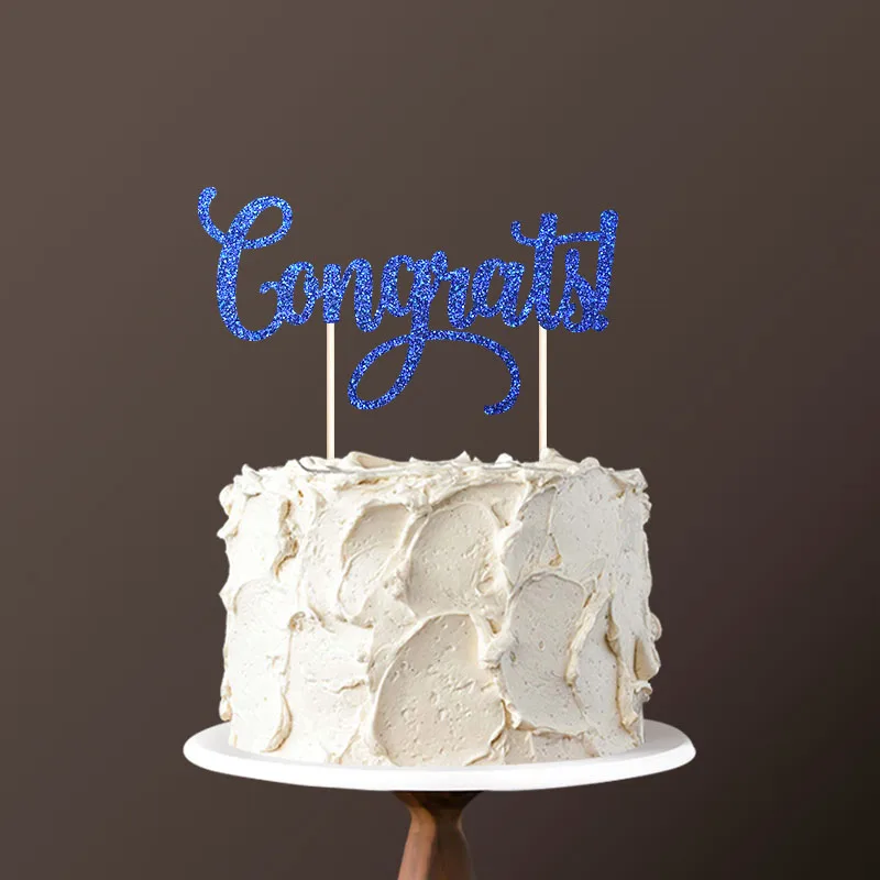 Blue Двухсторонняя Золотая блестящая бумага-Congrats торт Топпер поздравления/выход на свет/украшения для выпускного события Декор - Цвет: Blue