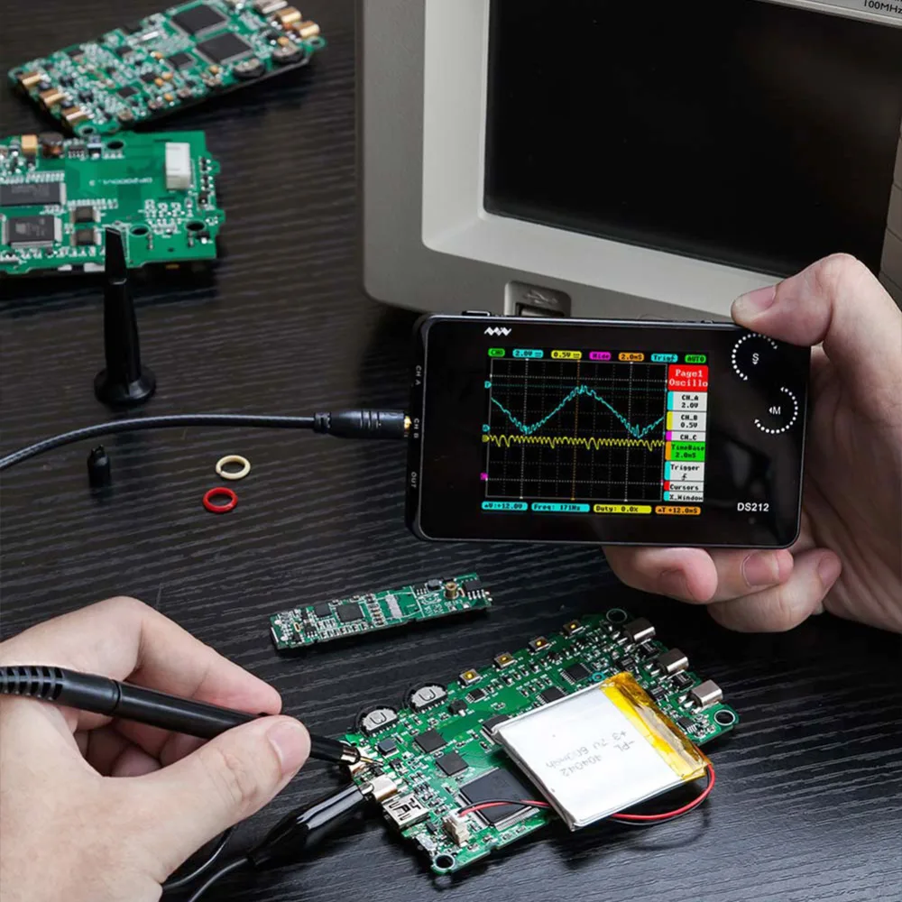 USB портативный цифровой портативный осциллограф цифровой накопитель 2 канала 1 МГц 10MSa/s осциллограф osciloscopio de bolsillo цифровой