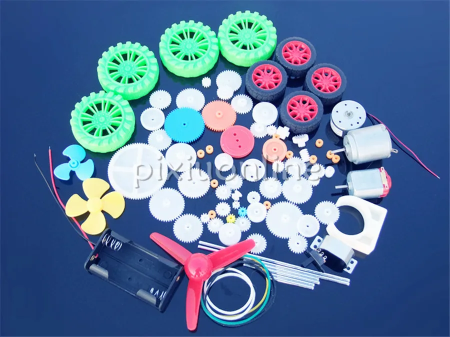 

69pcs/pack K1002 Several Different Plastic Gears and Worms and DC Motors Handmaking Parts Free Russia Shipping