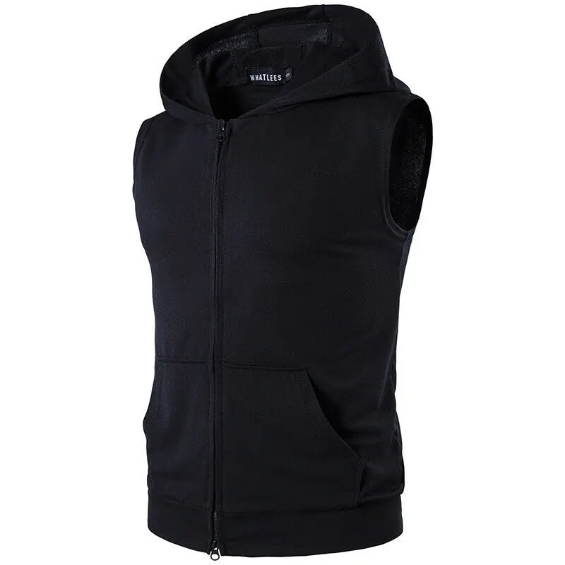 Мужская жилетка с карманами Повседневная однотонная Толстовка без рукавов