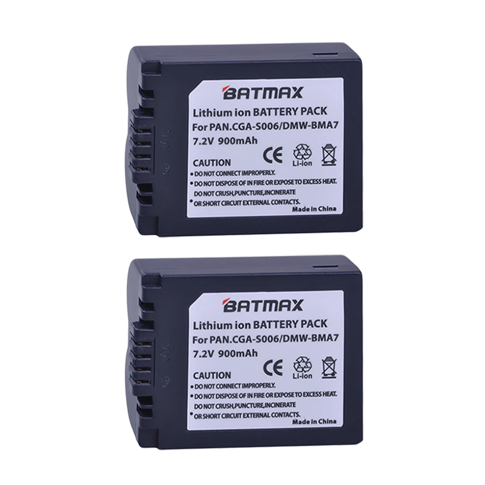 Аккумулятор Batmax для камеры Panasonic 2 шт. аккумулятор CGR CGA S006E S006 S006A BMA7 DMW DMC FZ7 FZ8 FZ18 FZ28