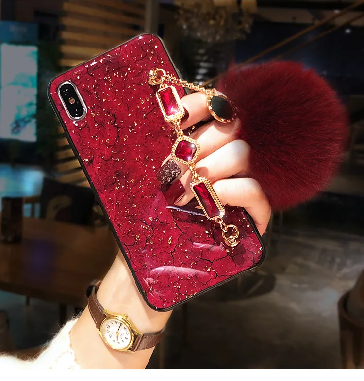 Роскошный Настоящий Лисий волос мяч блеск чехол для телефона для iPhone 11 Pro Max 7 8 6 6S Plus XR XS MAX X чехол s Coque для iPhone XS MAX оболочка