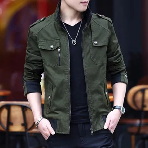 Куртка мужская с подкладкой из 2021 шерсти, Повседневная приталенная, утепленная, модная зеленая парка, одежда на весну, осень и зиму