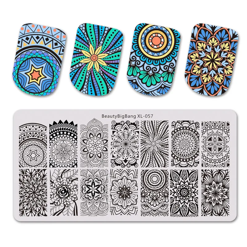 

BeautyBigBang Spiral Screw Mandala Design Nail Stamping Plate Stencil 6*12cm For Nail Art Tools Nail Stamping Plates Mold XL-057