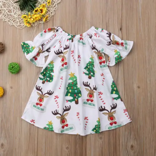Рождественское платье-пачка с принтом оленя для новорожденных девочек Vestidos